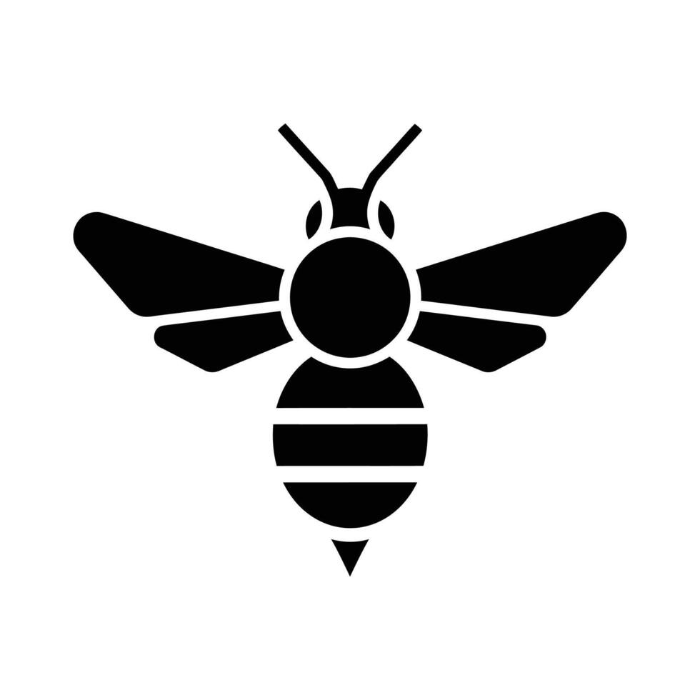 Stylized Black Bee Icon Simple Bold Geometric Design. vector