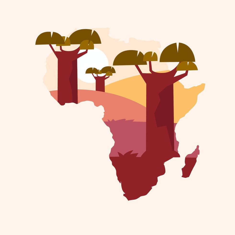 African Nature Amazing Baobab Tree vector
