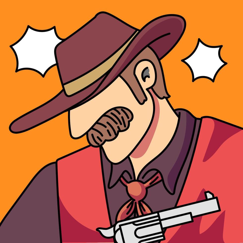 Cowboy with gun Portrait vector