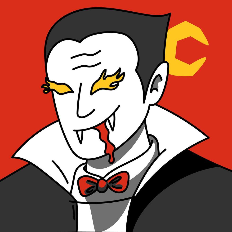 Vampire in the red night Portrait vector