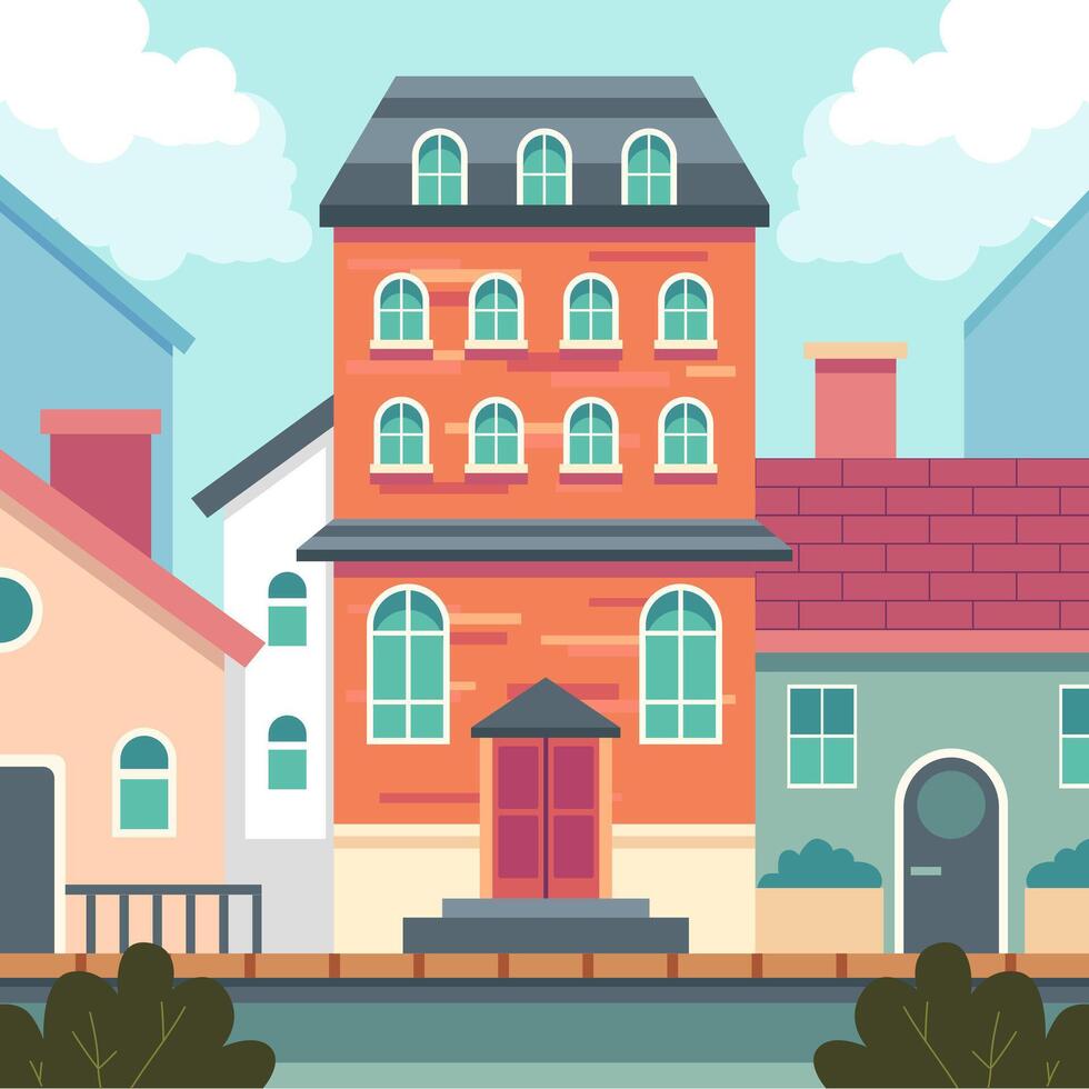 Colorful urban house illustration vector