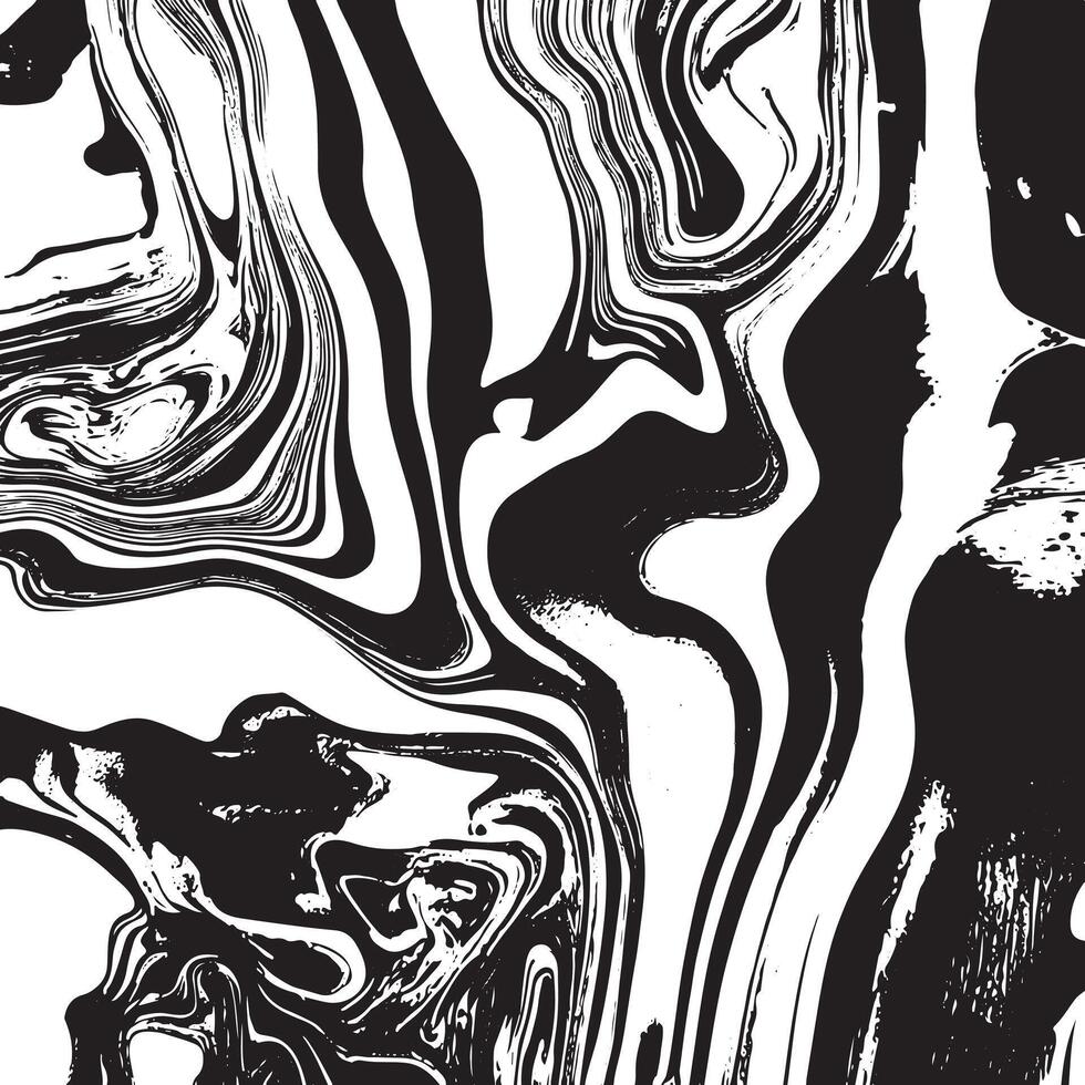 Abstract black and white marbled texture with fluid swirls and distorted lines. Ideal for backgrounds, creative prints, digital art, posters, and artistic compositions. vector