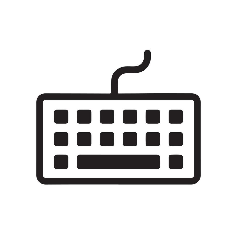 Minimal black and white keyboard icon with bold outline perfect for tech design typing interface computer input device electronics and modern digital workspace graphics vector