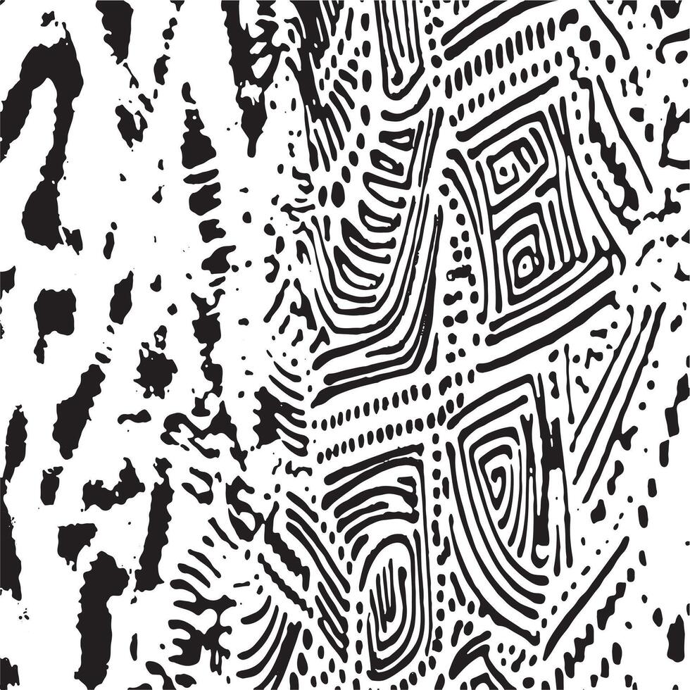 Abstract black and white background with intricate hand-drawn geometric and tribal patterns, perfect for digital art, textiles, print design, and modern decorative projects vector
