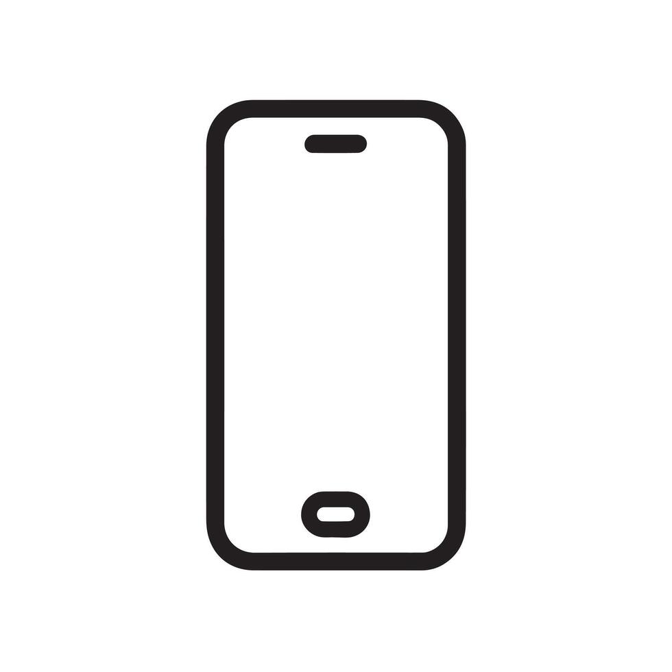 Minimal black and white smartphone icon with bold outline perfect for mobile app UI tech interface communication and modern digital device related design projects vector