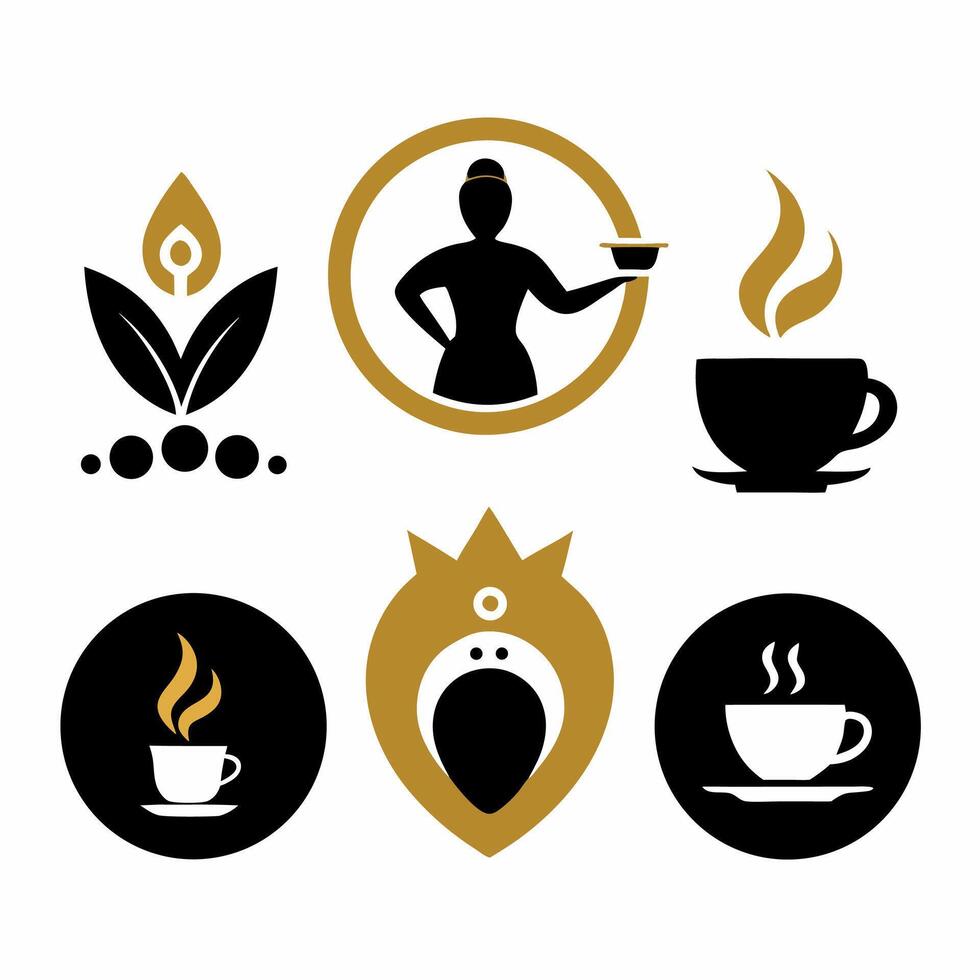 Coffee and tea shop logo collection vector