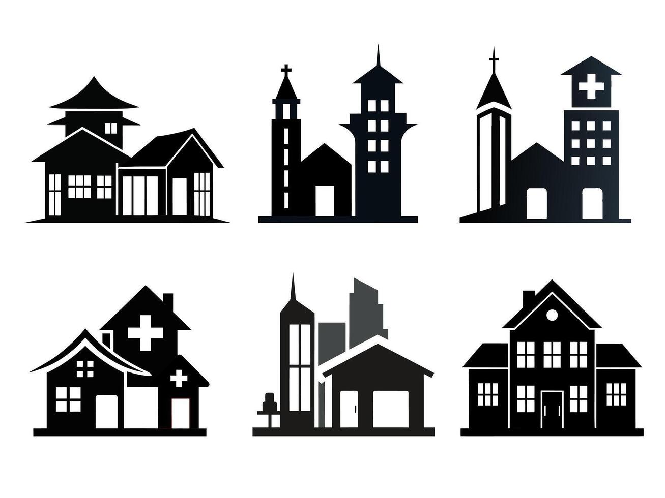 House building icon set vector