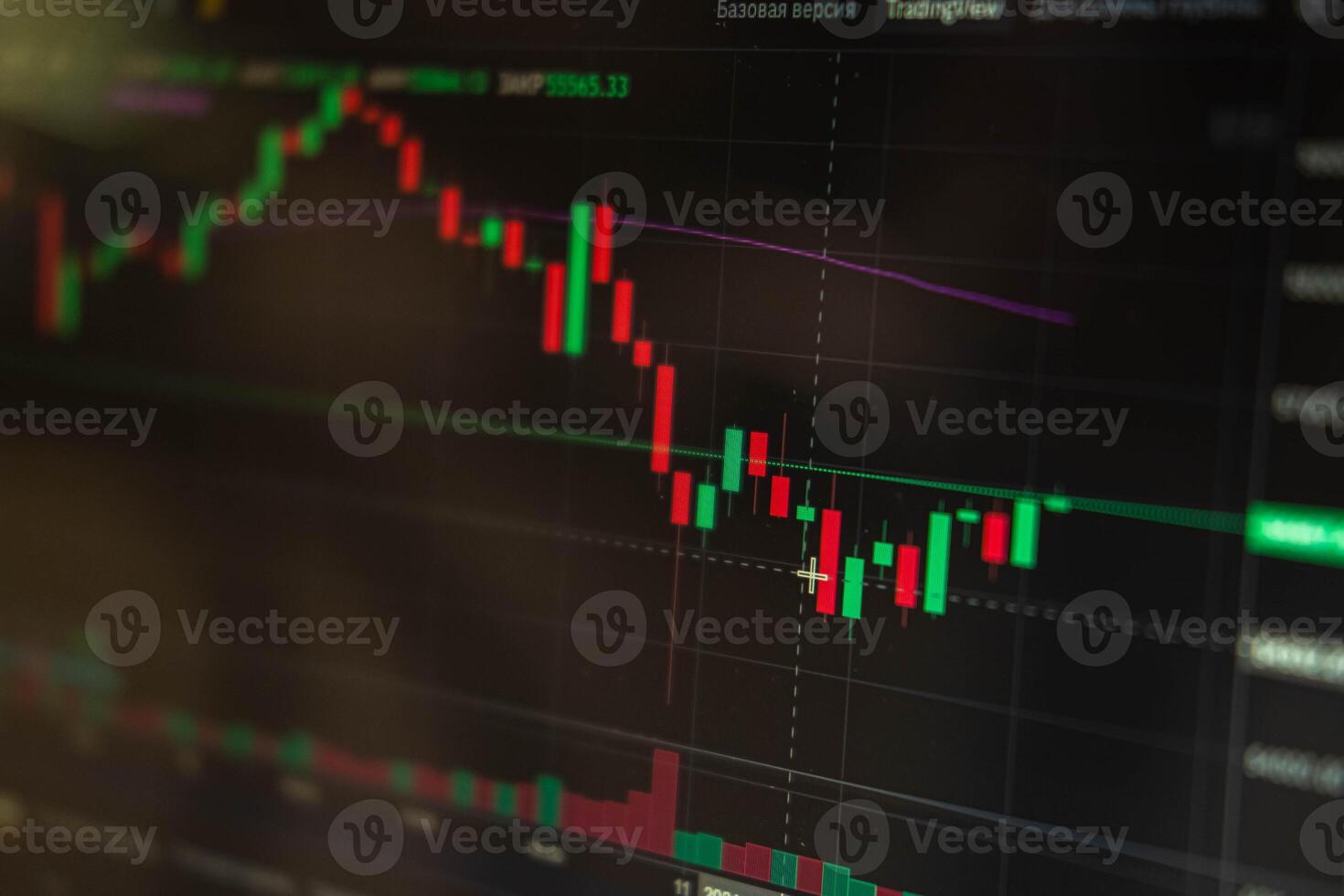 Financial chart, stock analysis data on digital screen. Cryptocurrency growth charts. photo