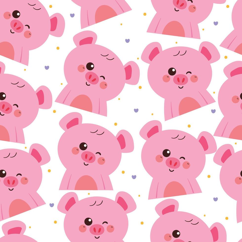Pattern of cute cartoon pigs vector