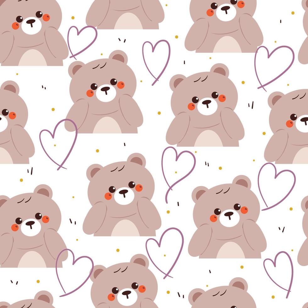 Cute bear illustrations with hearts vector
