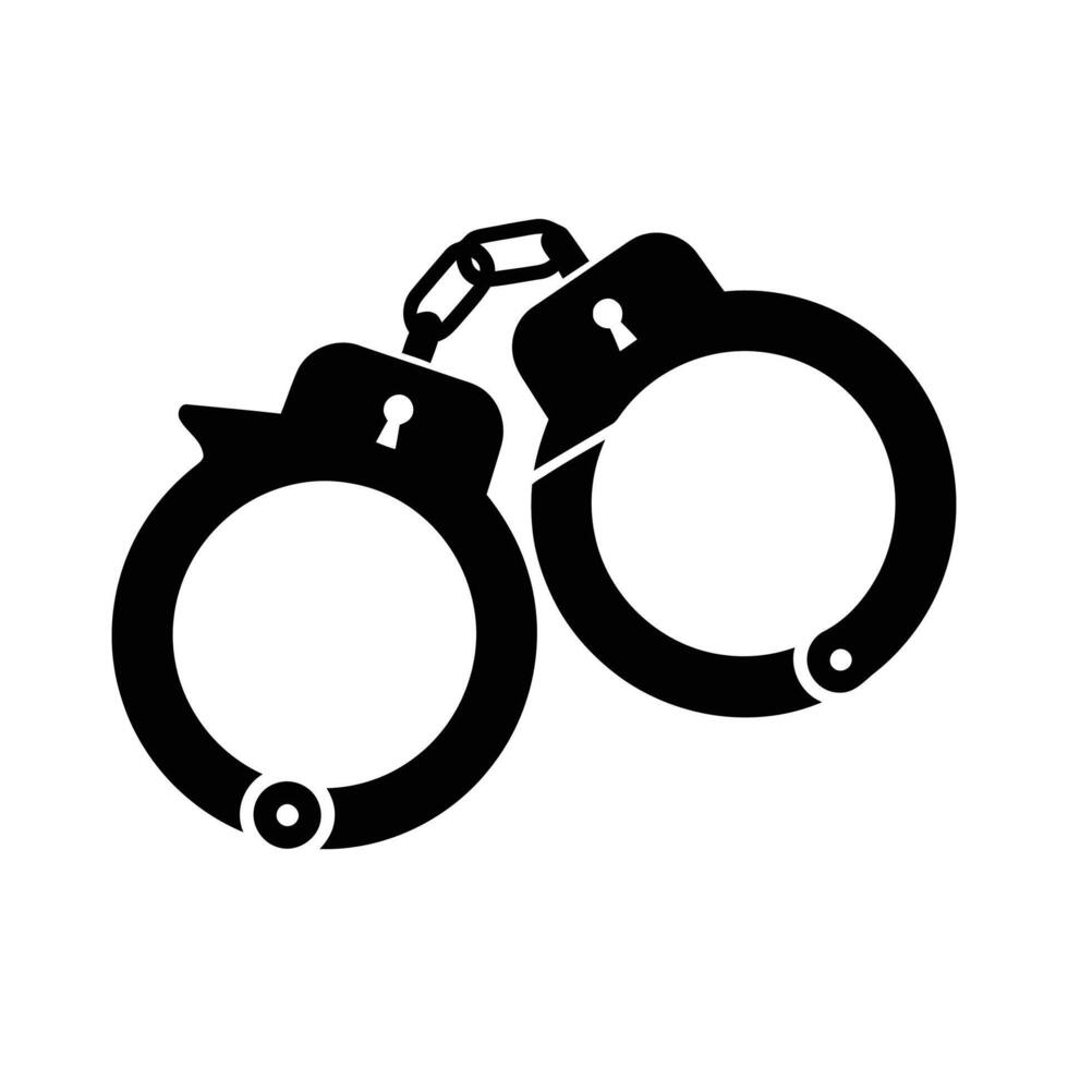 Simple Black and White Handcuffs Icon. vector