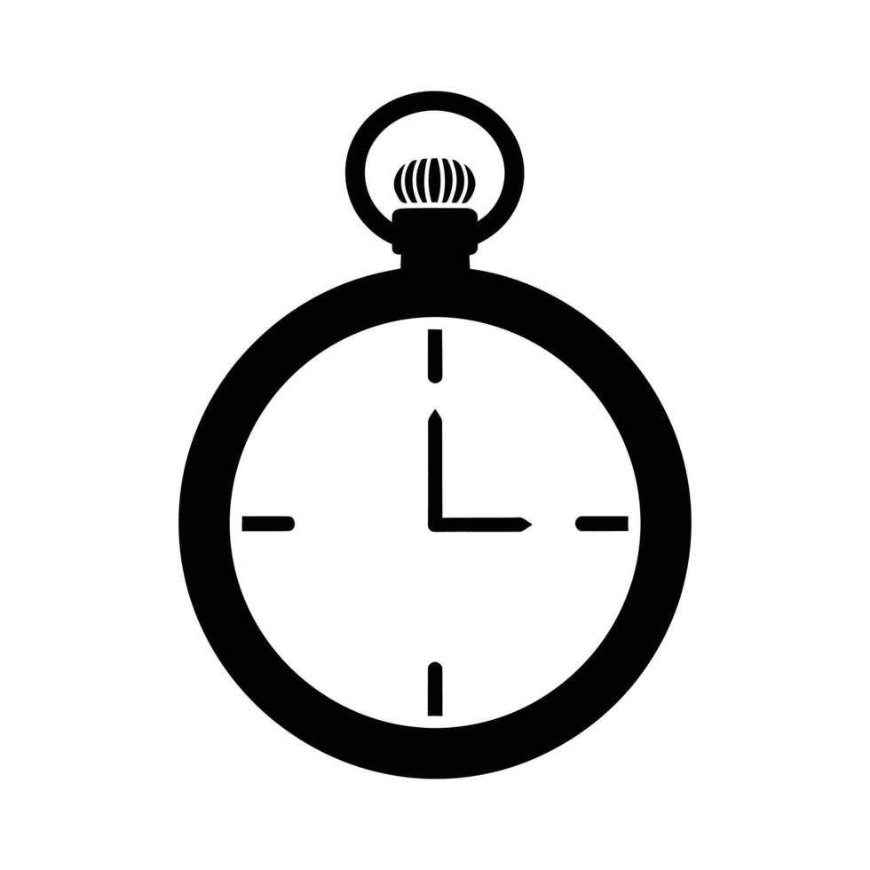 Simple Black and White Pocket Watch Icon. vector