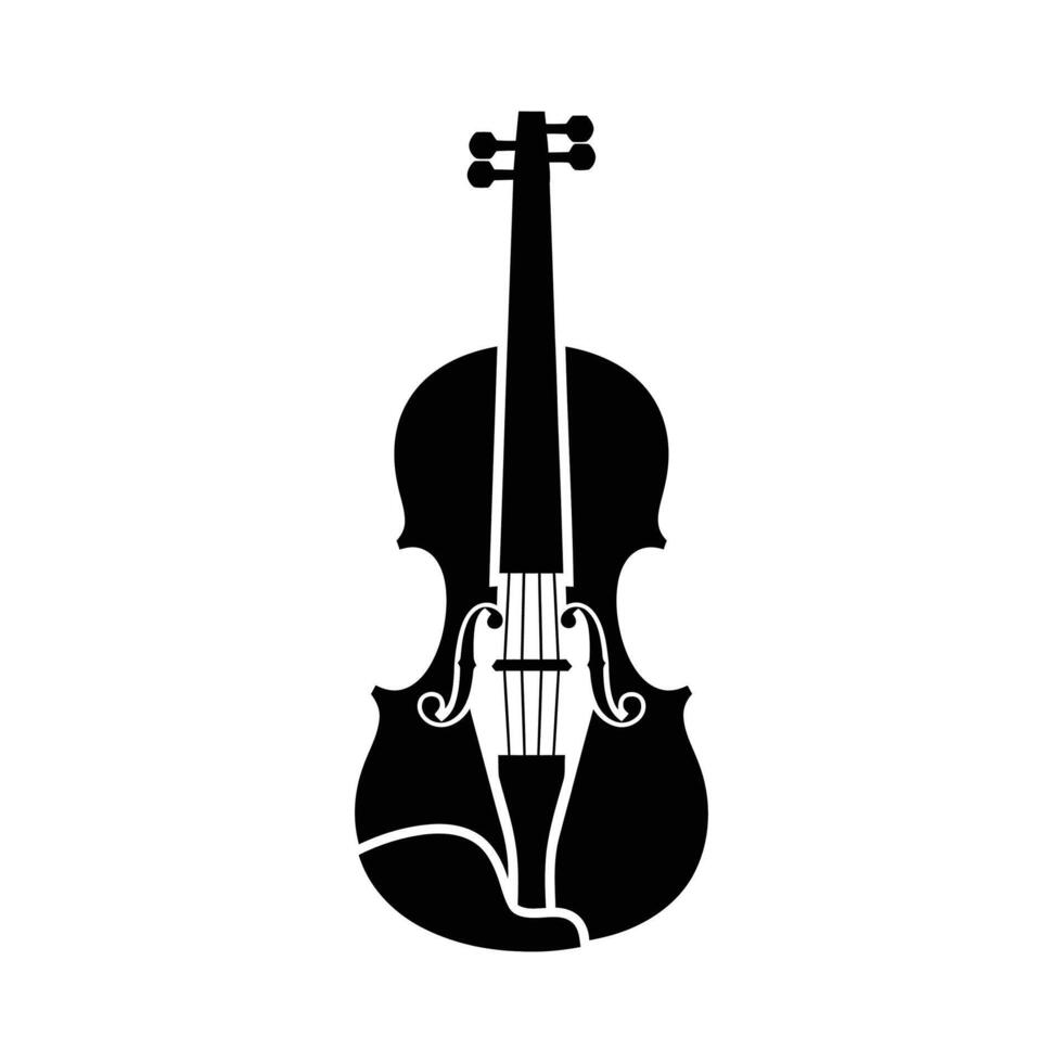 Elegant Black Silhouette of a Classic Violin Instrument. vector