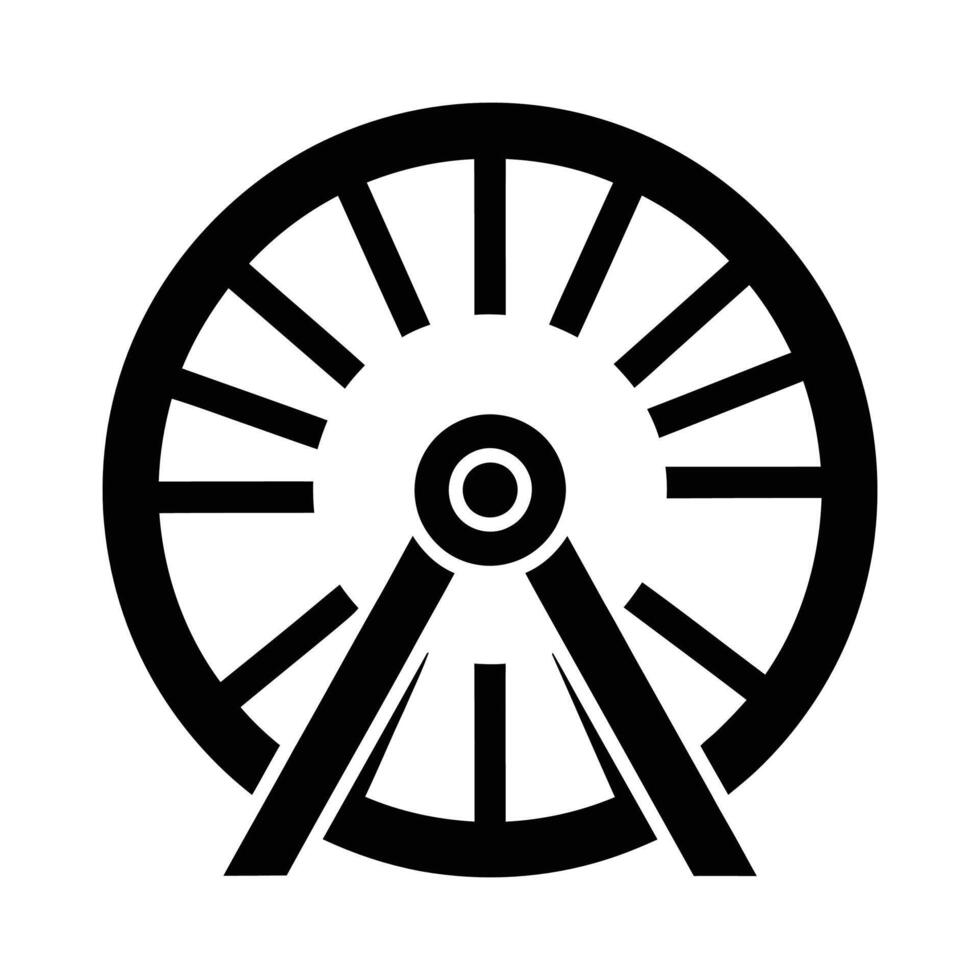 Simple Black Ferris Wheel Icon Silhouette. vector