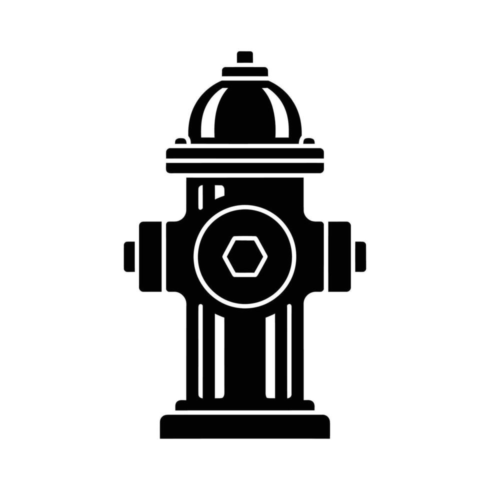 Simple Black and White Fire Hydrant Icon. vector