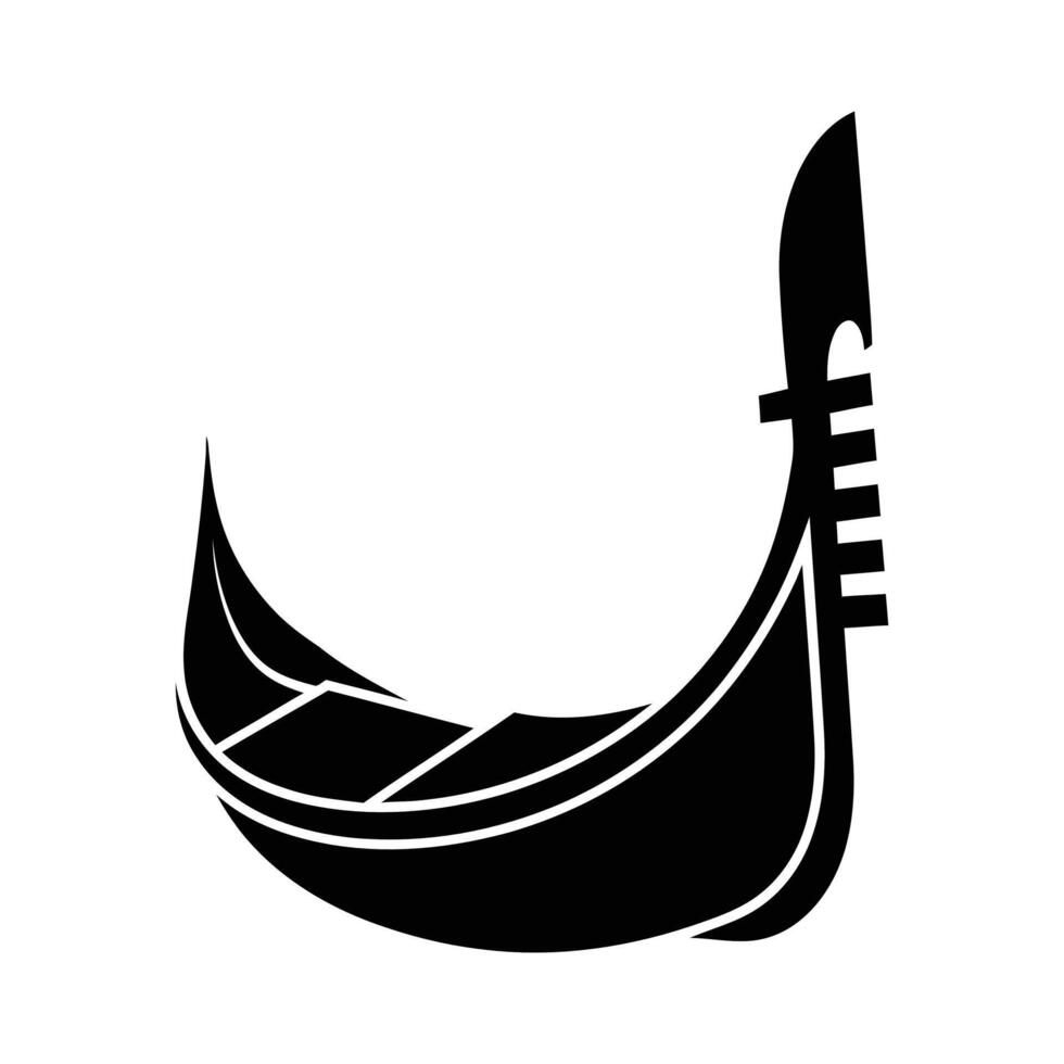 Elegant Black Gondola Silhouette with Distinctive Curved Shape and Details. vector