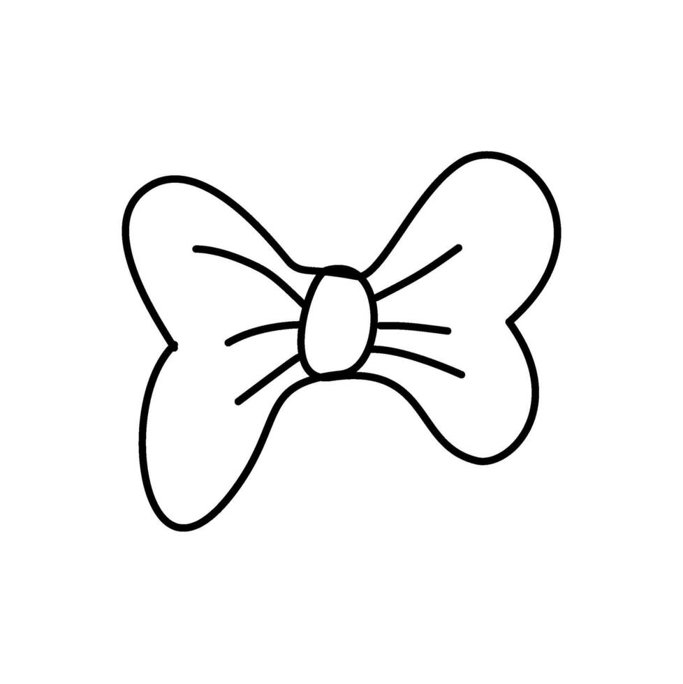 Hand Drawn Simple Black Outline Bow Clipart Illustration vector