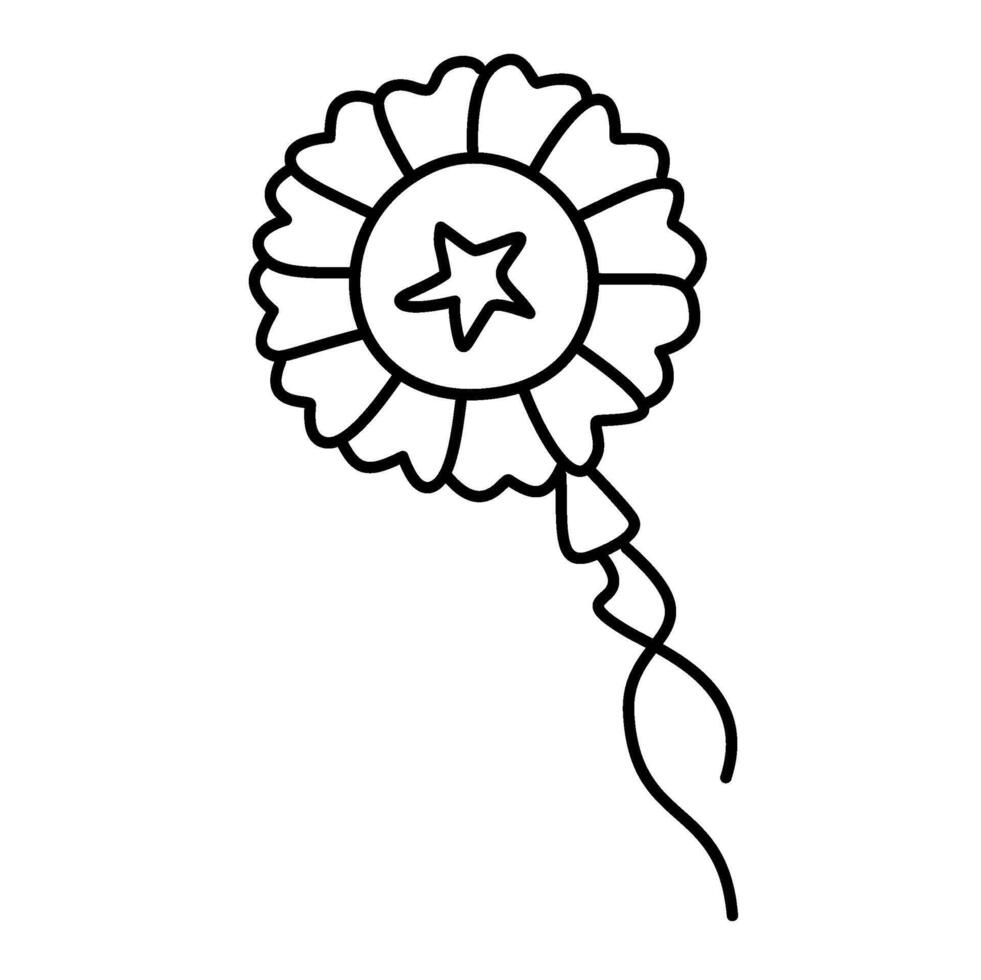 Detailed Black and White Award Ribbon with Star and Streamer Design. vector