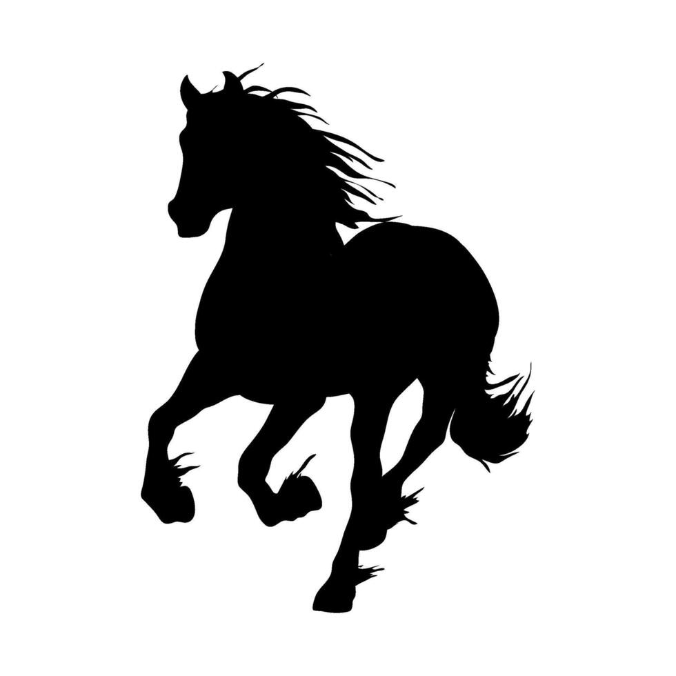 Black silhouette of a running horse on a white background illustration vector