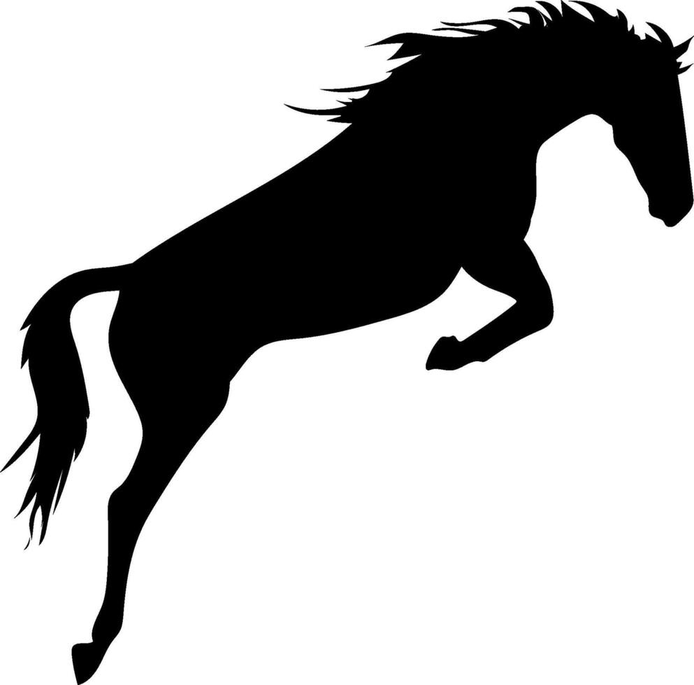 A black silhouette of a jumping horse on a white background vector
