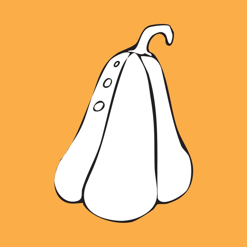 Hand-drawn illustration of a pumpkin in doodle style in black ink. vector