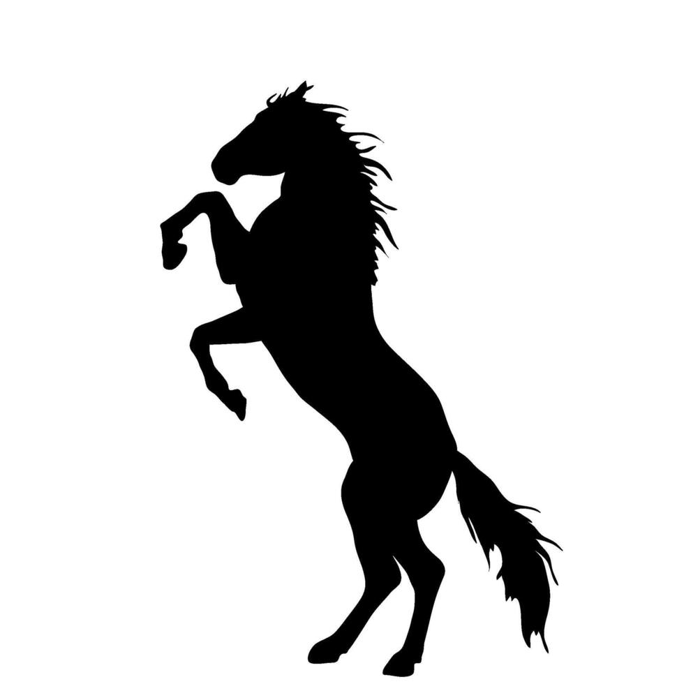 The black silhouette of a horse rearing up. illustration. vector