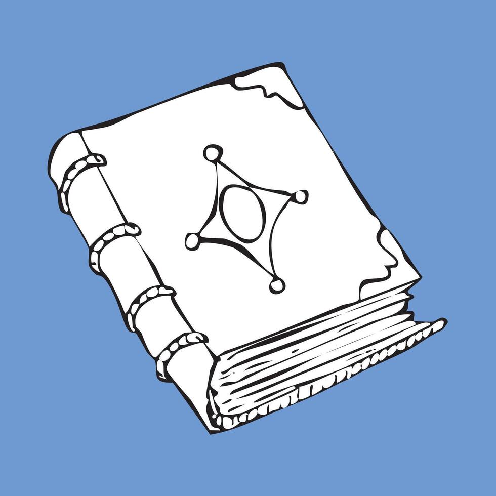 A hand-drawn wizard's spell book. vector