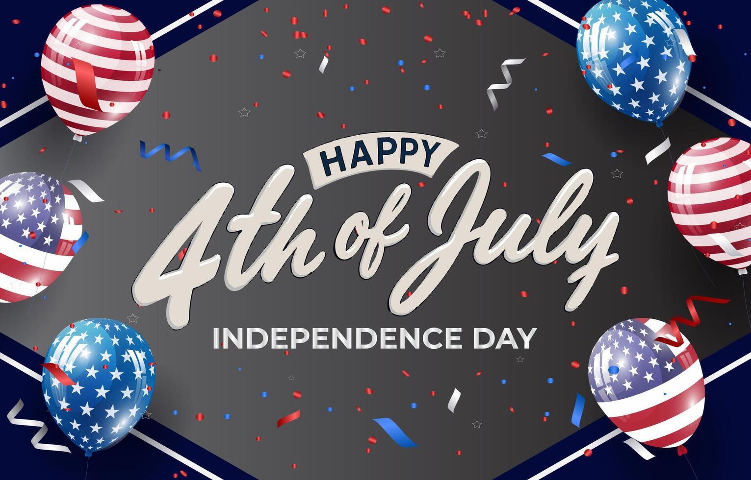4th of July balloons and confetti vector