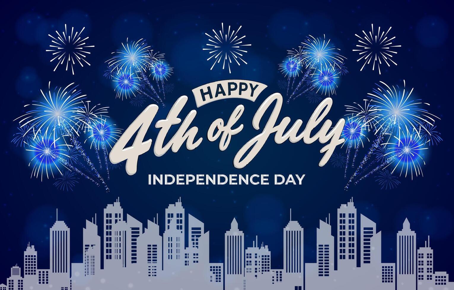 Fireworks on 4th of July night vector