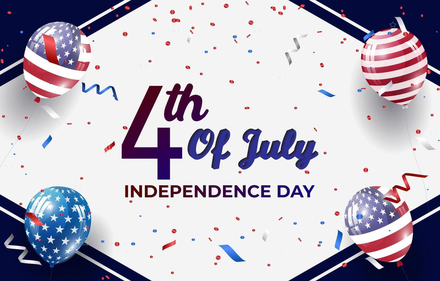 4th of July balloons and confetti vector