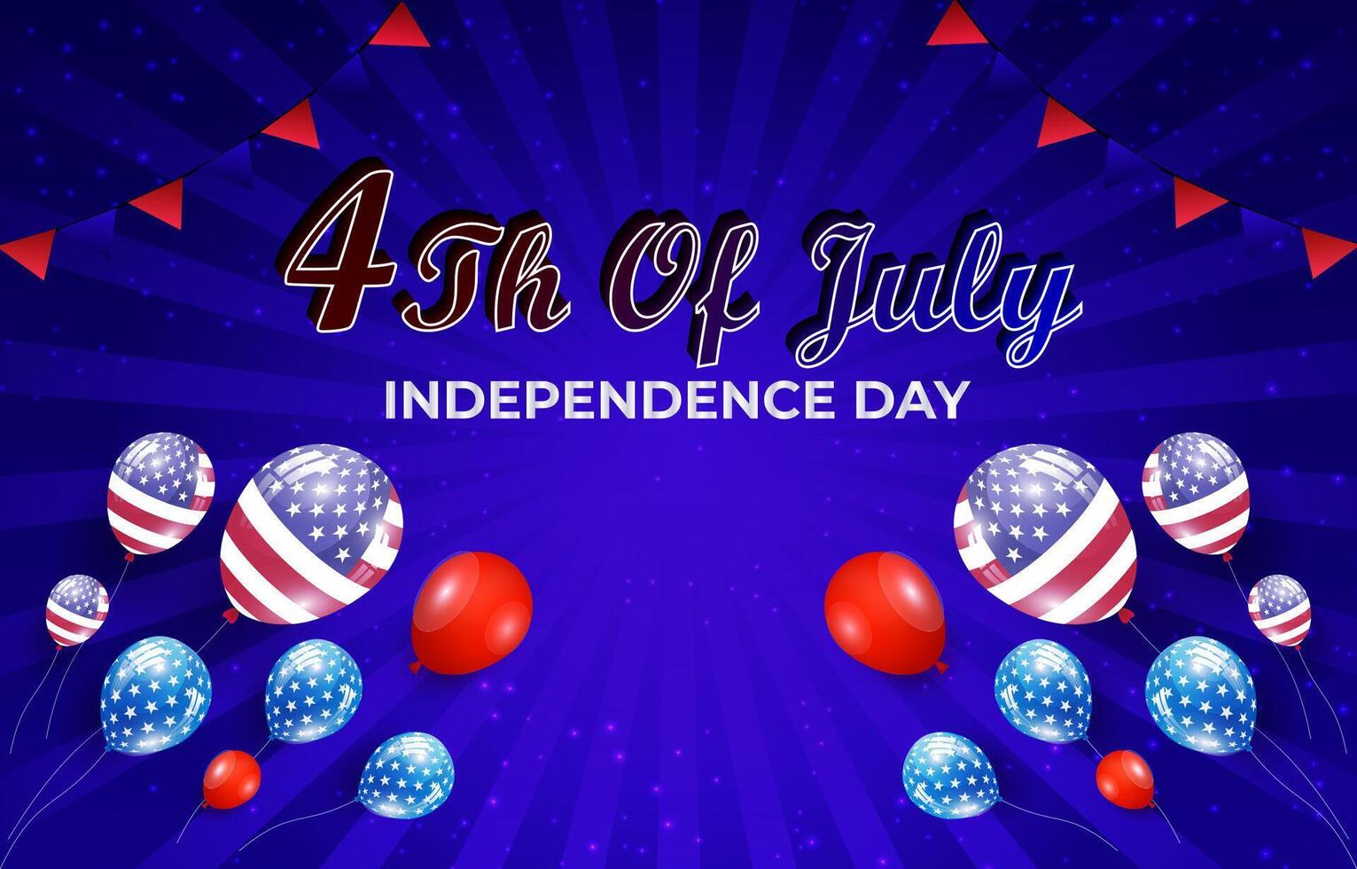 4th of july independence day celebration template banner with flag illustration and abstract blue background design vector