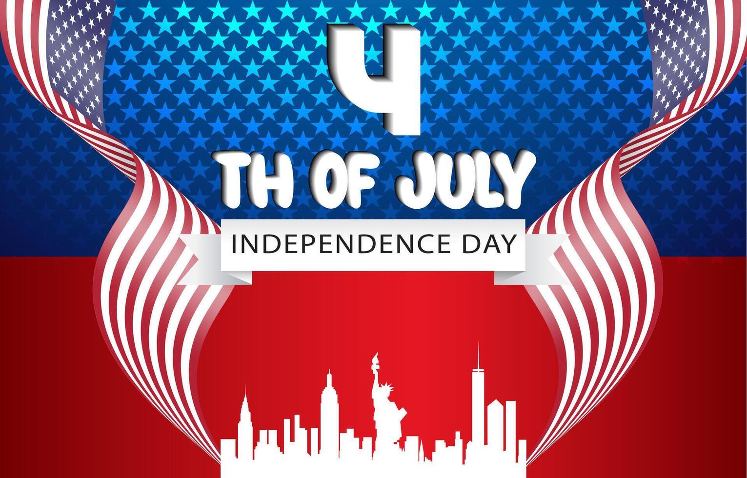 4th of july independence day celebration banner with abstract gradient blue and red background design vector