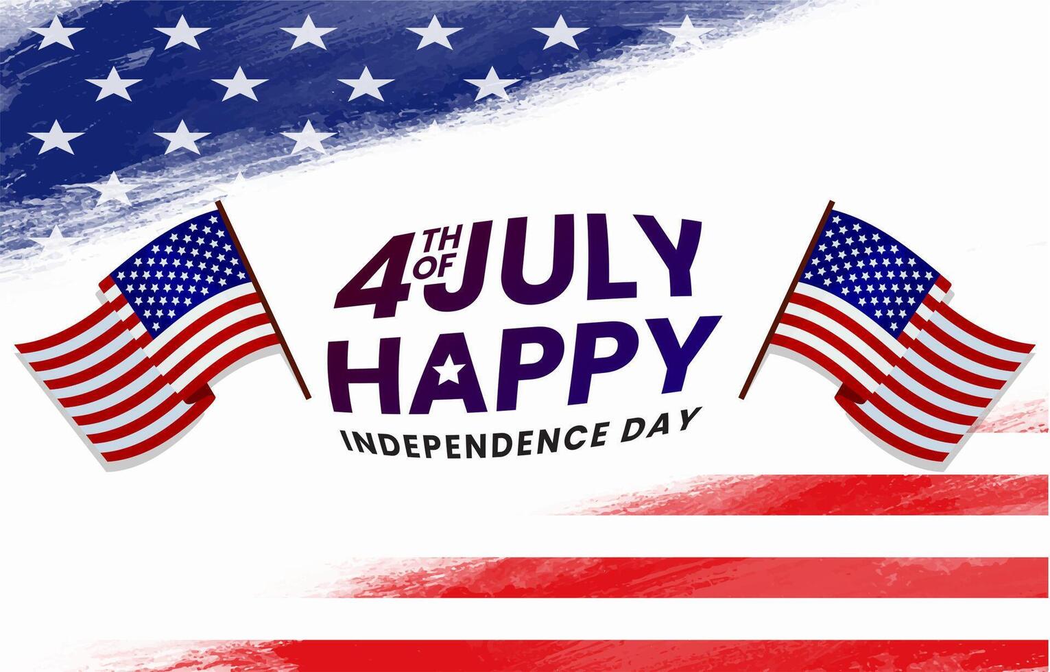 happy 4th of july independence day celebration template banner with flag and abstract gradient blue and red background design vector