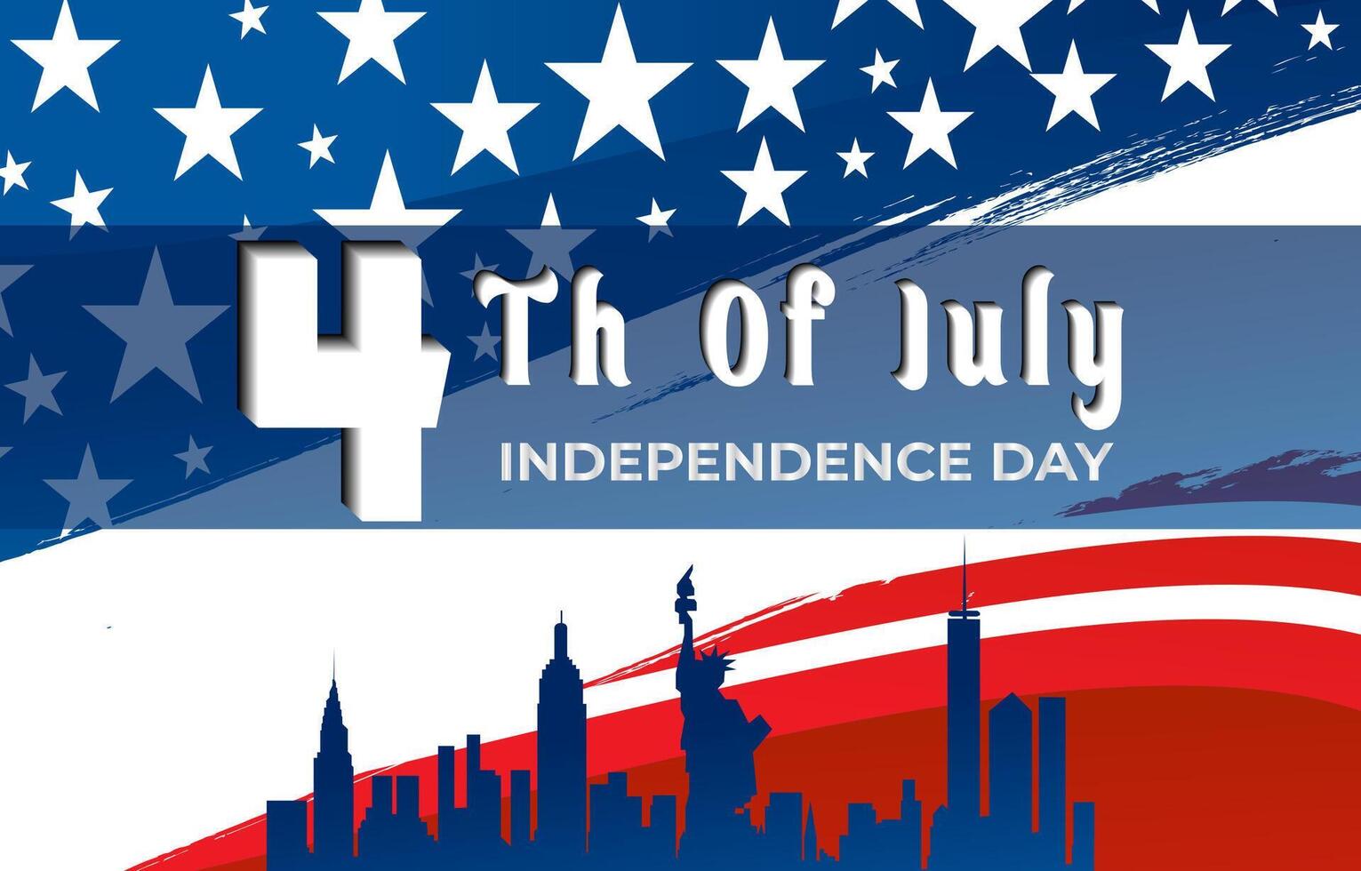 happy usa 4th of july independence day celebration template banner with abstract gradient blue and red background design vector