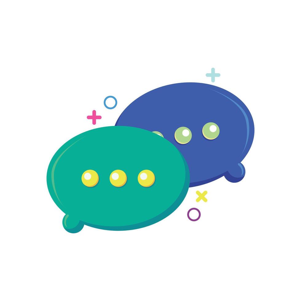 Flat of cute chat bubbles in a modern cartoon style. Great for communication, messaging apps, social media, and digital design elements. Bright and colorful icon with fun and friendly feel. vector