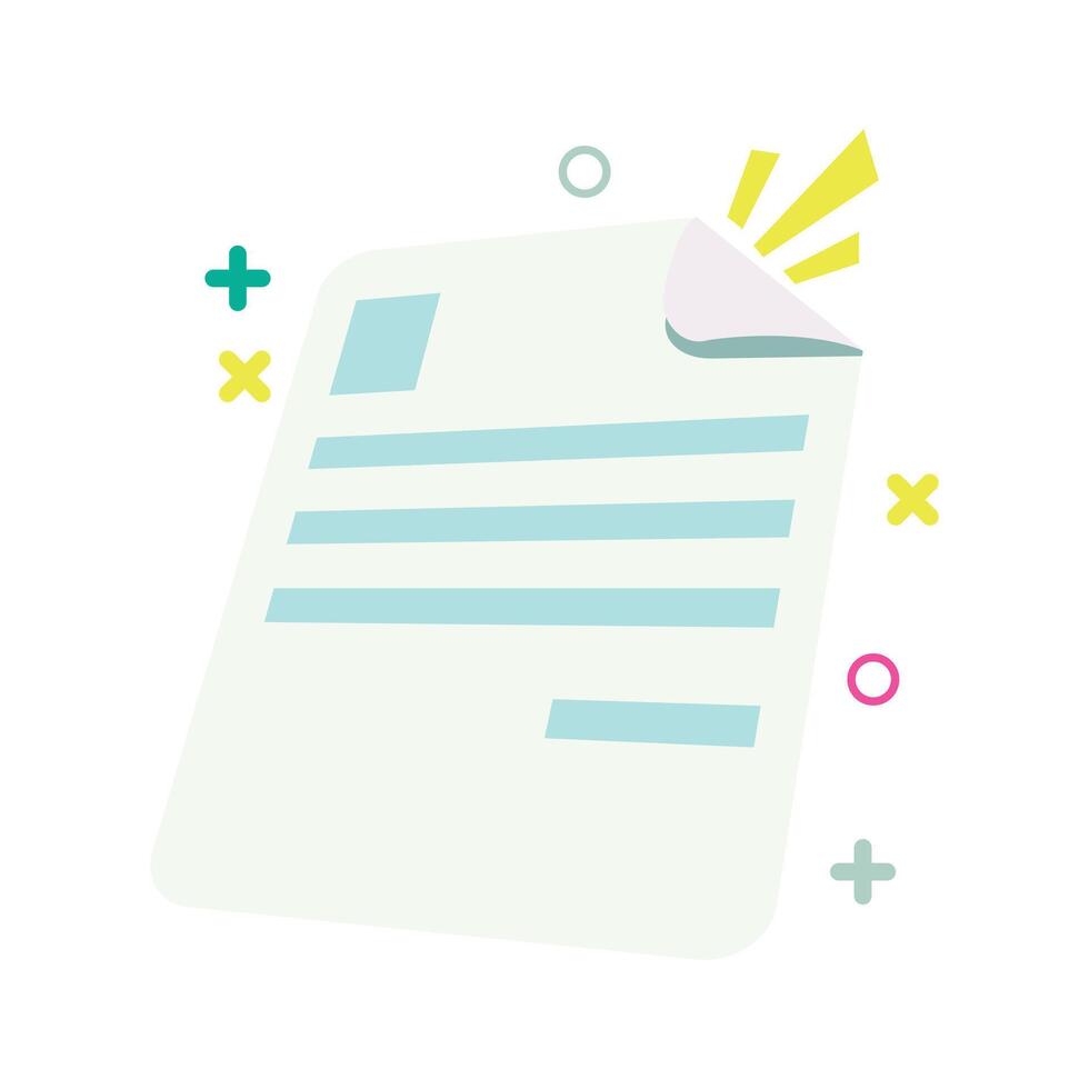 Flat style cute letter icon. Perfect for office UI design, paperwork, reports, email, data file visuals, or administrative needs. Colorful modern illustration for digital media and infographics. vector