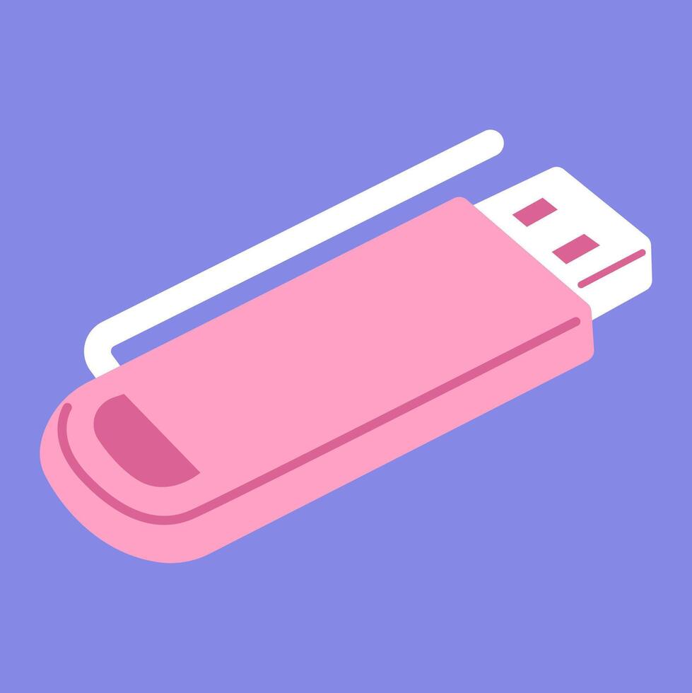 a pink usb router with a isolated background vector