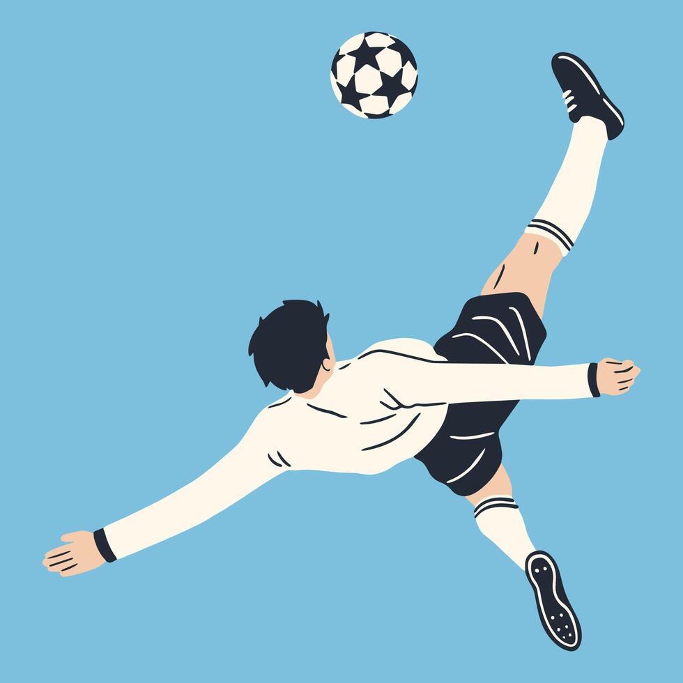 soccer player shoot the ball in the air vector