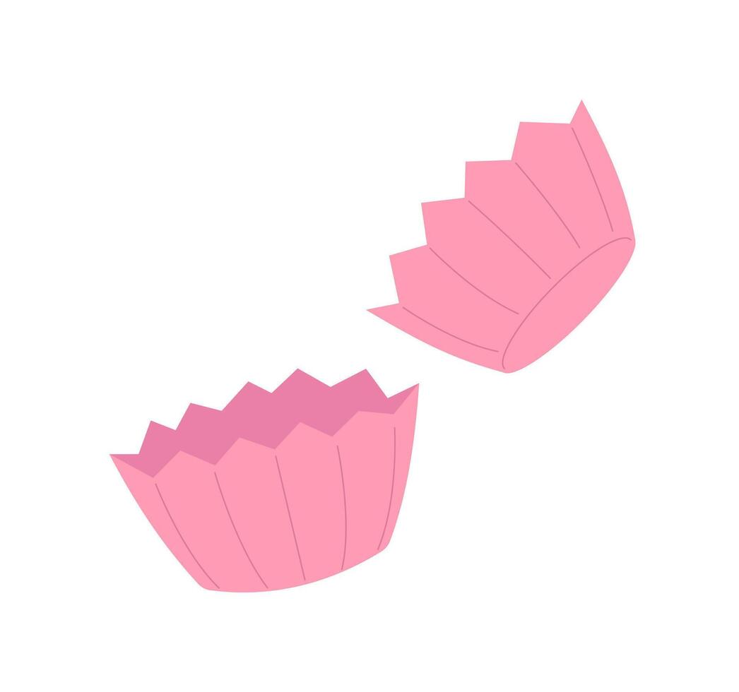 two pink cupcake liners on a white background vector