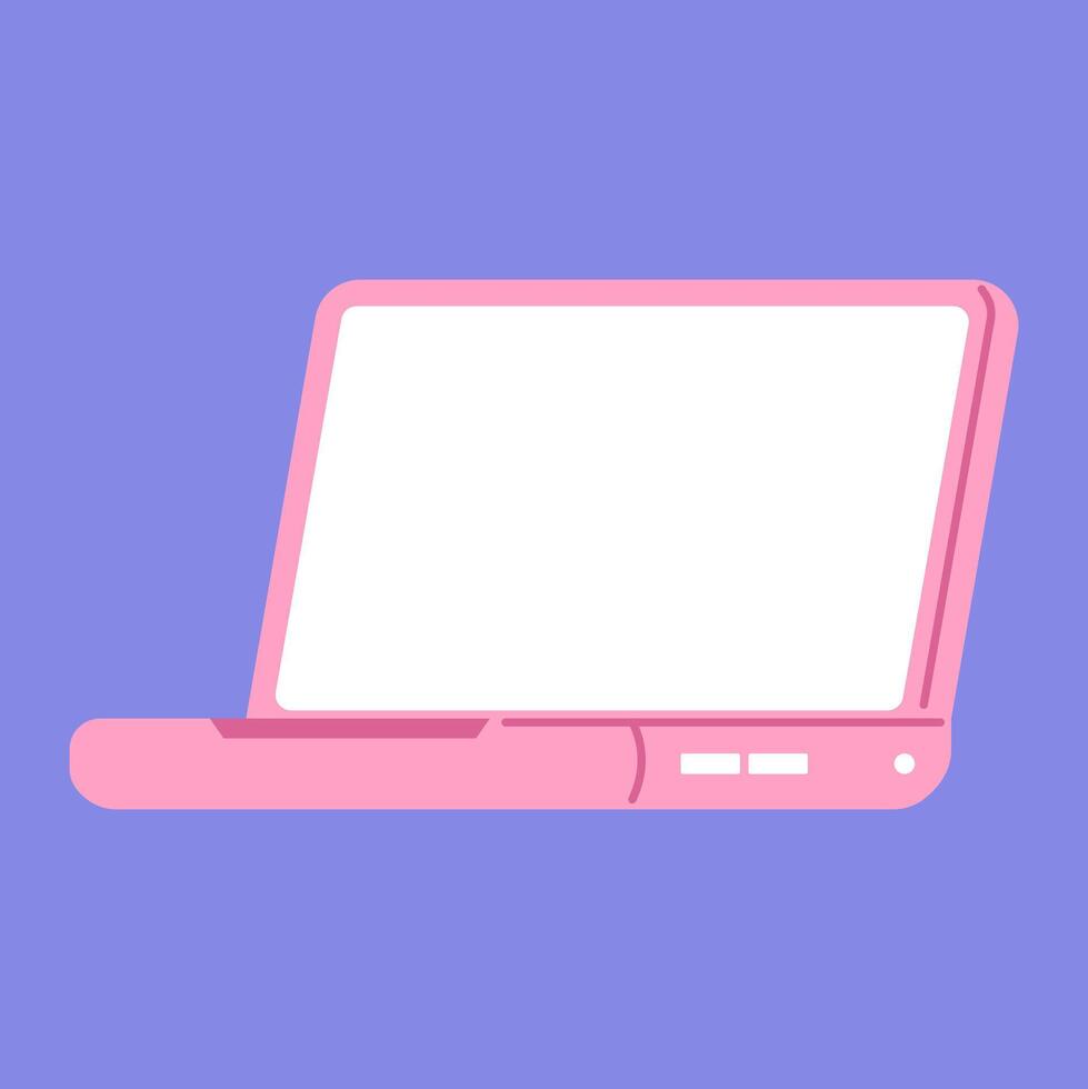a pink laptop on a isolated background vector