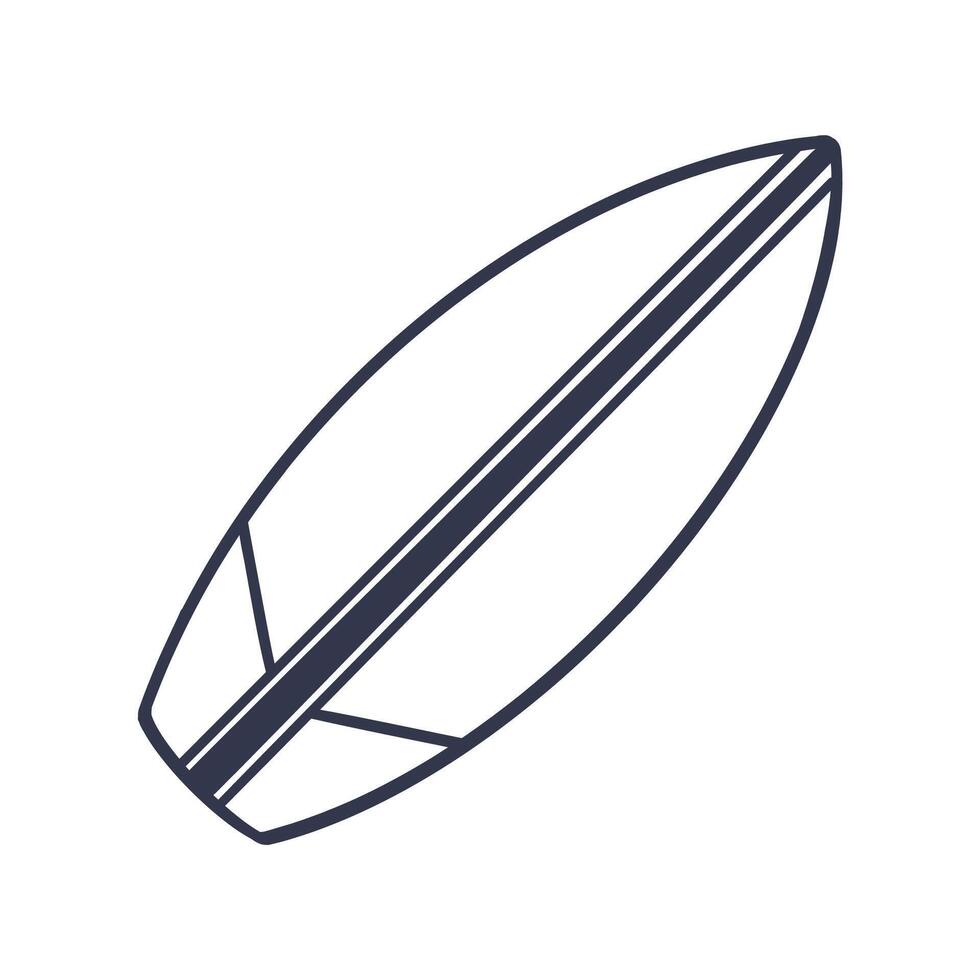 surfboard outline icon, line illustration, isolated on white background vector