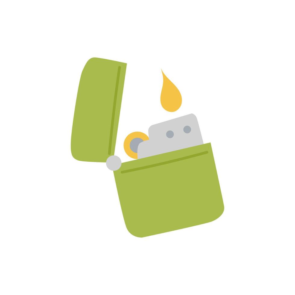 a green lighter with a flame inside vector