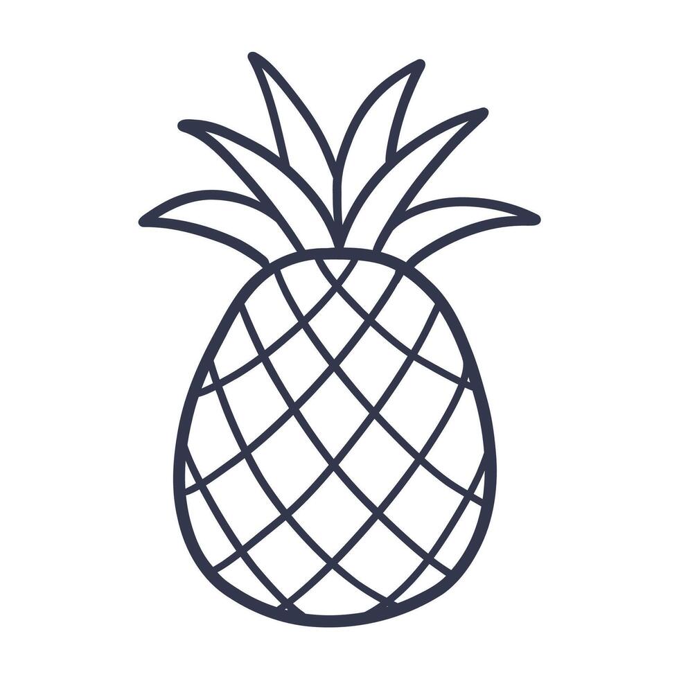 pineapple line icon, isolated on white background vector