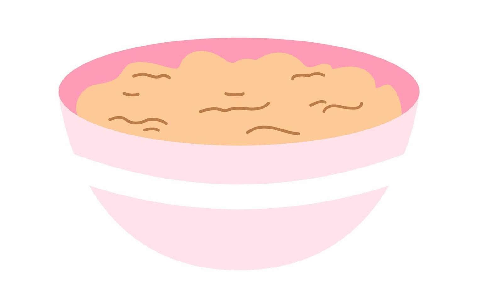 a bowl of dough in a pink bowl on a white background vector