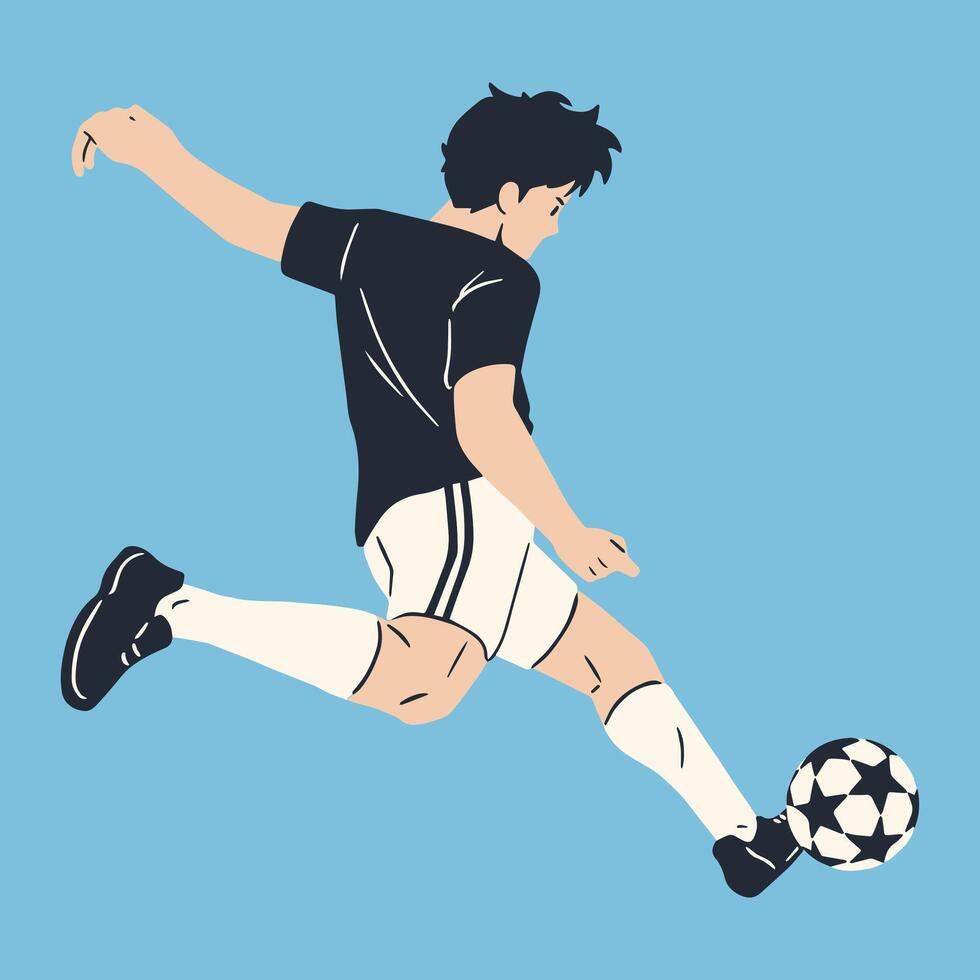Soccer player kicking a ball vector