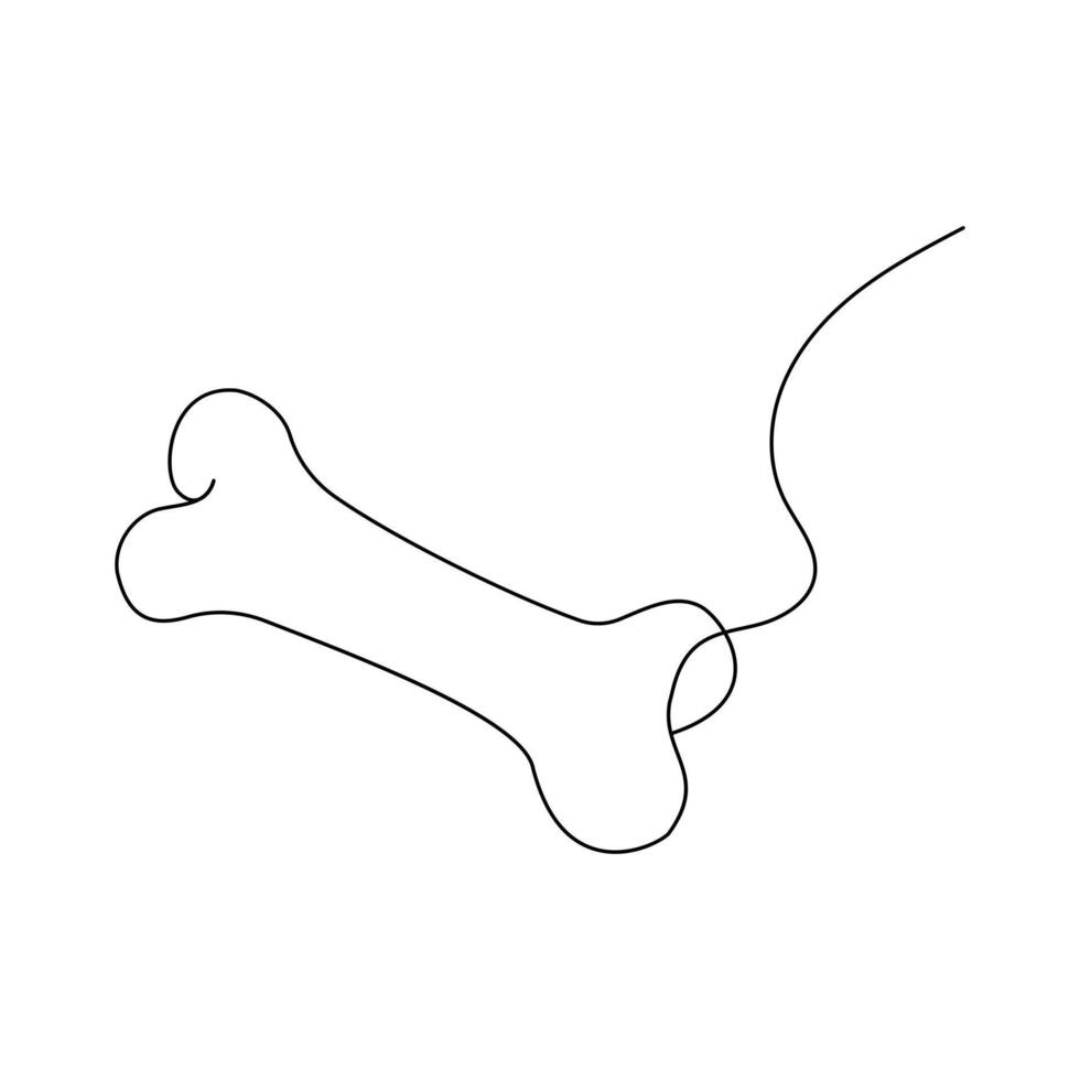 The dog bone single line art shows love for pets in a simple way. vector