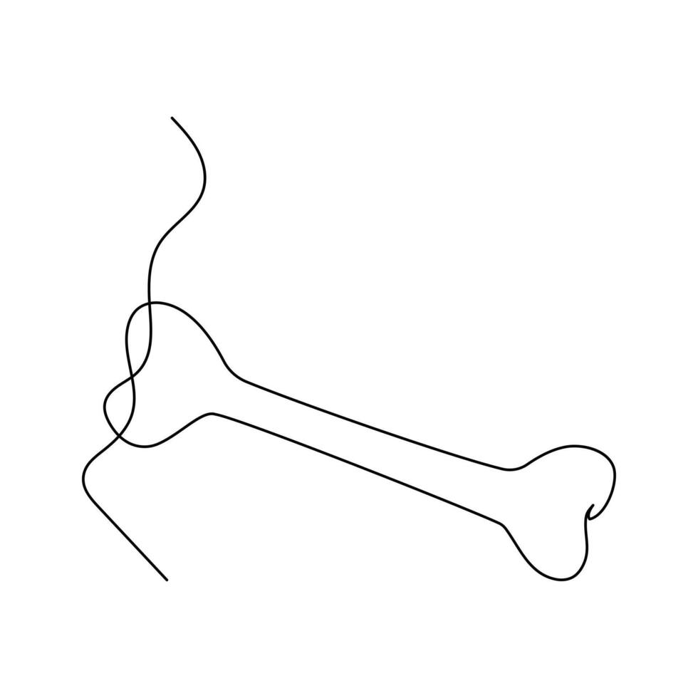 The dog bone is drawn with one continuous line. vector