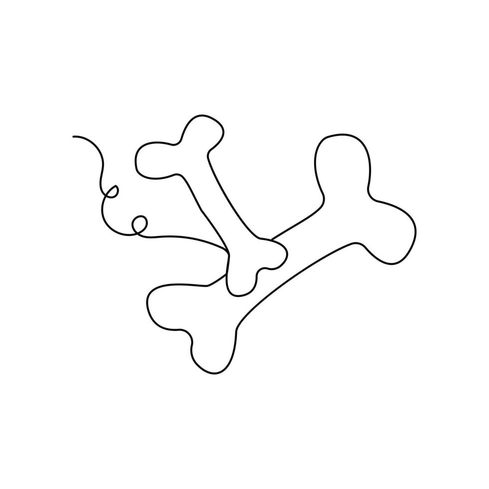 A single line creates the shape of a dog bone. vector