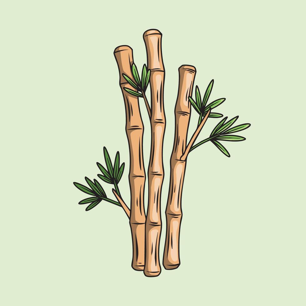 Handdrawn illustration of bamboo plant illustration vector