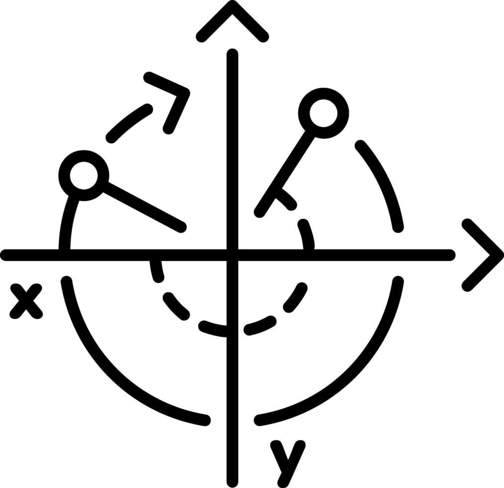 An outline style icon depicting rotational motion vector